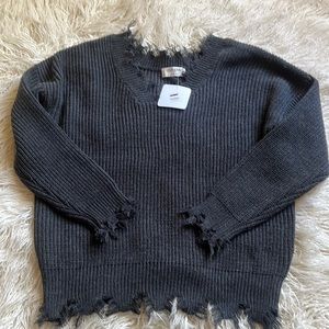 Zenana Distressed Boho Chunky Sweater NWT